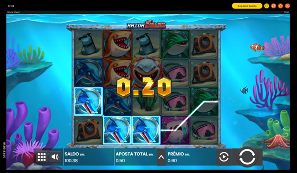 Pagamento de linha no slot Razor Shark 